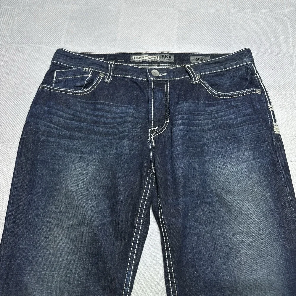 BKE Denim Carter Straight Jeans 33R (34x31)‎ Button Fly Western Classic Country